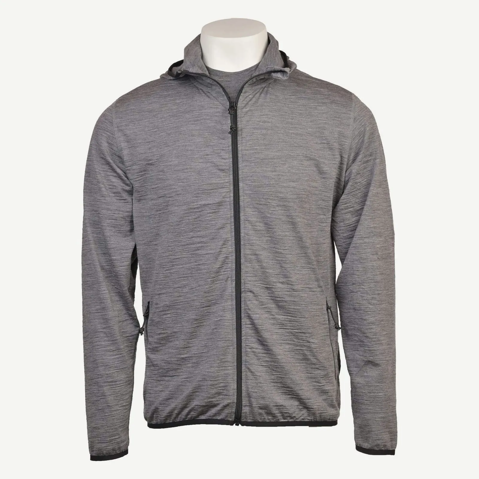 Muški full-zip merino duks sa kapuljačom 190 — Tamno siva (1)