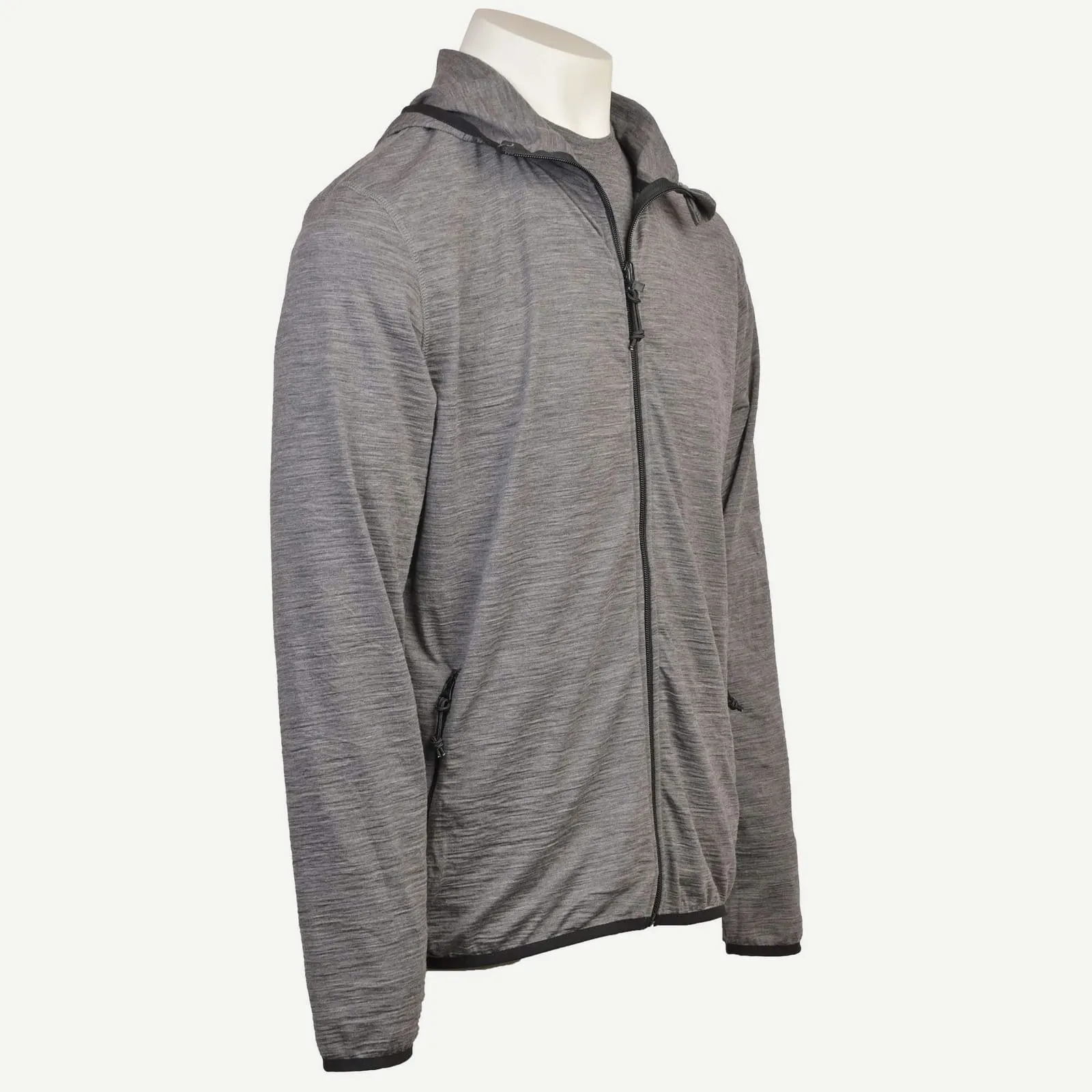 Muški full-zip merino duks sa kapuljačom 190 — Tamno siva (2)